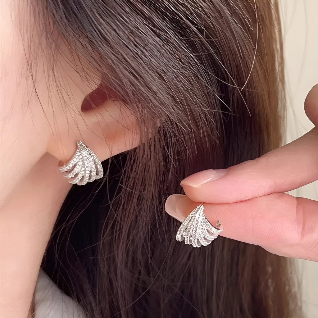 Geometric line design earrings with electroplated platinum finish