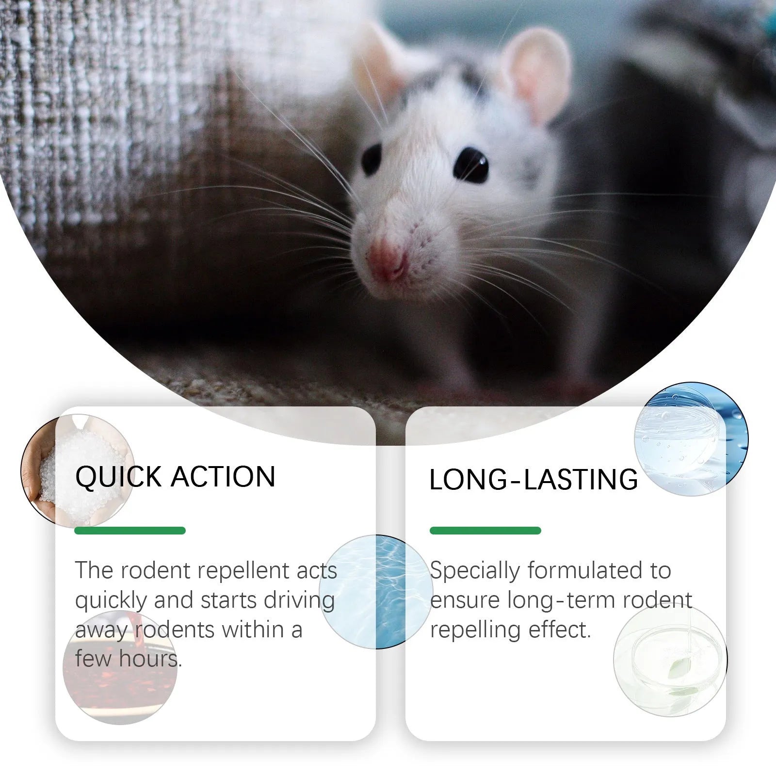 150ml mint-flavoured rodent repellent spray in a clear plastic bottle with a green label and trigger nozzle