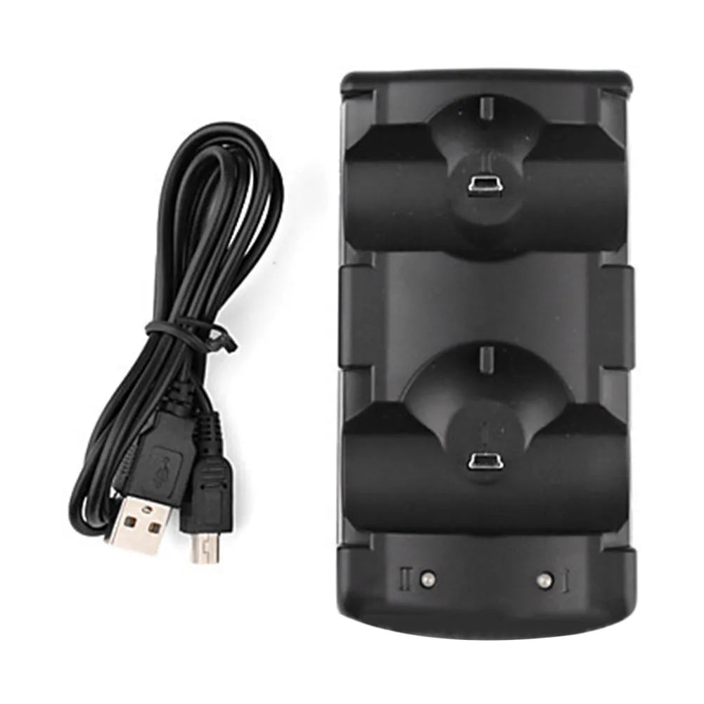 Black PS3 dual controller charging station with USB cable