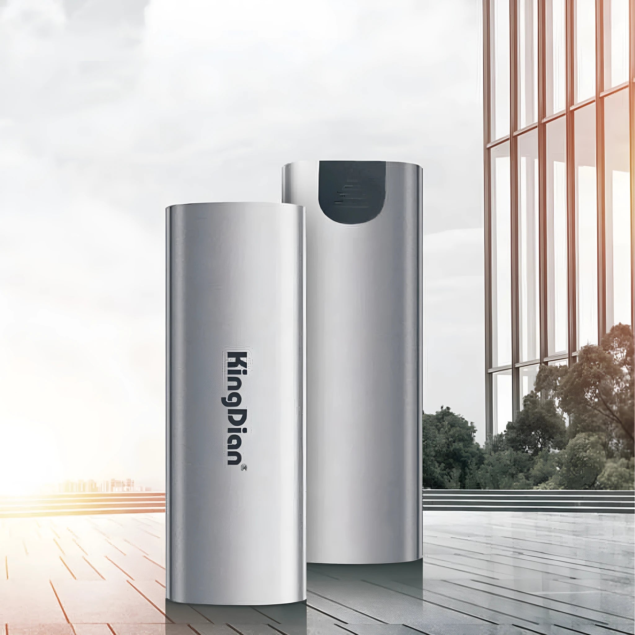 Grey aluminium USB 3.0 portable SSD hard drive for mobile phone connection