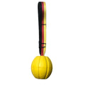 Camouflage and yellow floating pet tetherballs in three diameter sizes for water play