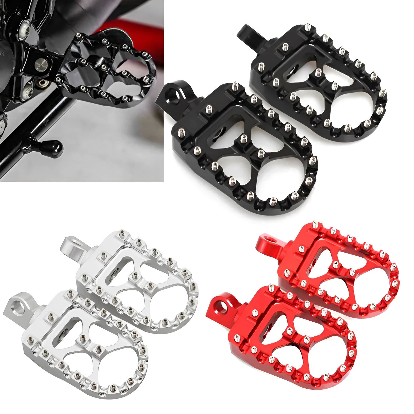 Modified screw anti-skid pedal aluminium alloy foot peg MX style 120x57.5mm red black silver