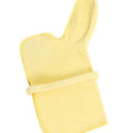 Wearable pet bath towel in thickened coral fleece with edging, shown in blue, yellow, pink, and white, sizes S M L
