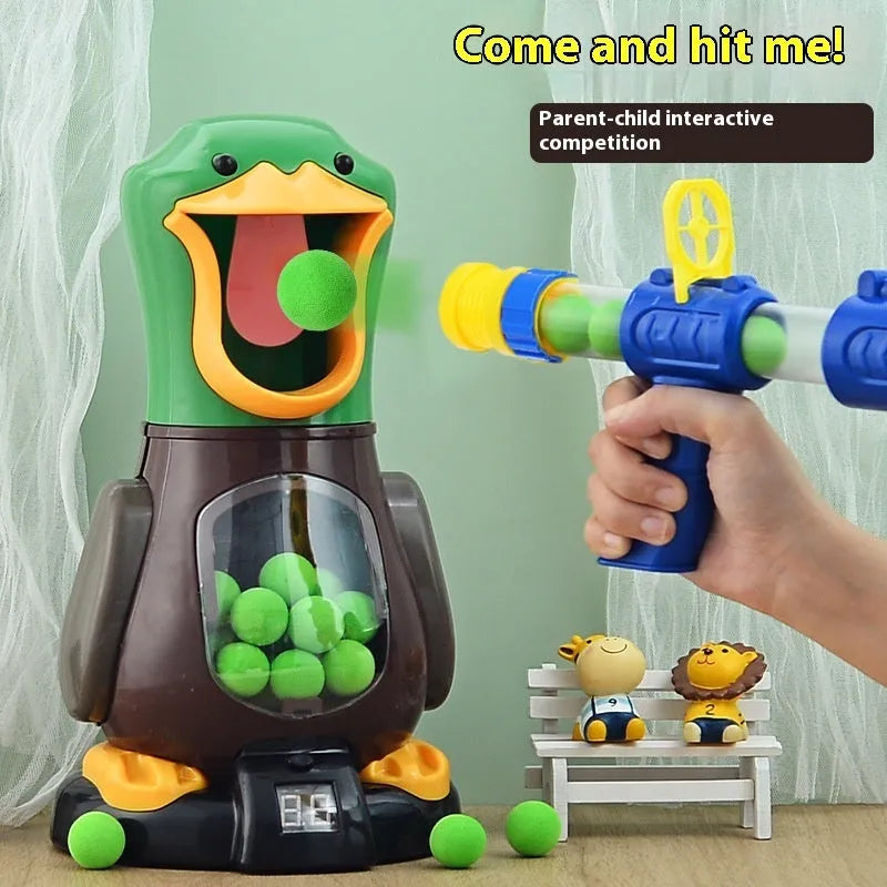 Movable Hit Me Duck children's educational toy with sound, light, scoring, movement, and 12 or 24 bullets