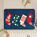 Thickened cartoon plush non-slip bathroom mat 50x80cm polyester fibre Christmas Stockings print