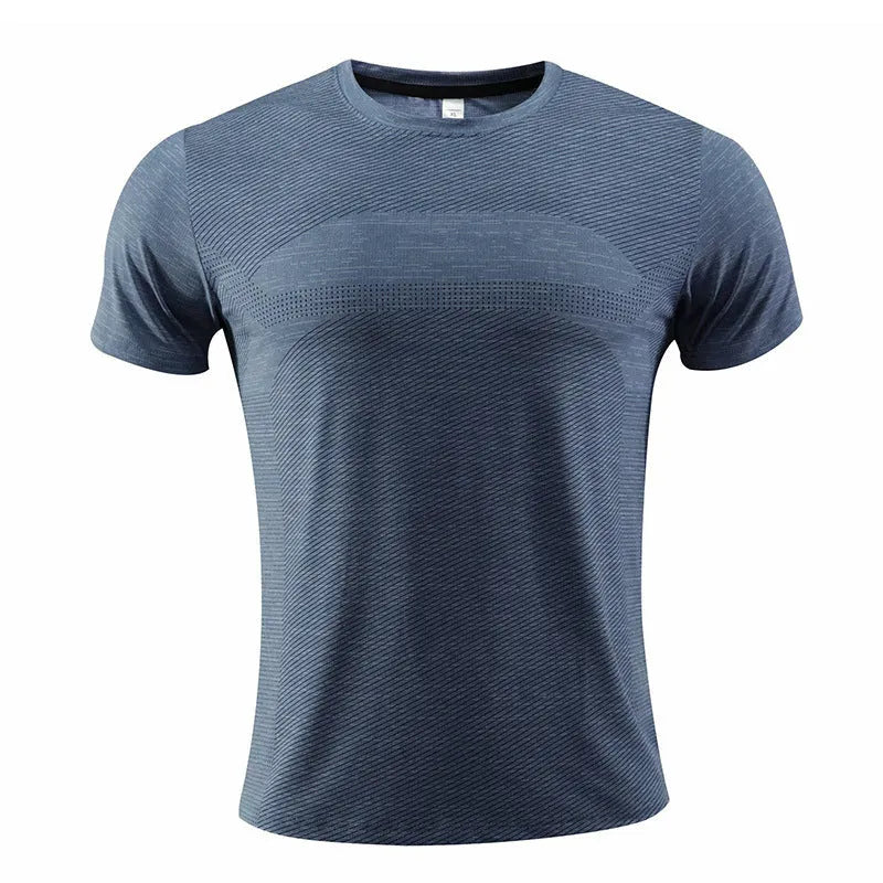 Men's short sleeve sport t-shirt in polyester spandex for running and basketball