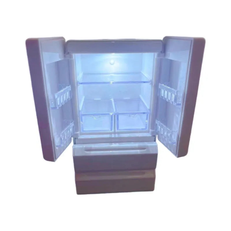 White plastic miniature candy toy model with light on, showing dimensions.