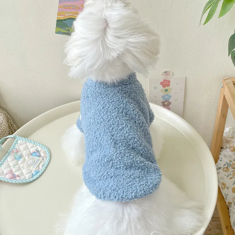 Double-sided cloud velvet thickened puppy clothes for dogs in blue, brown, green, khaki, pink and white