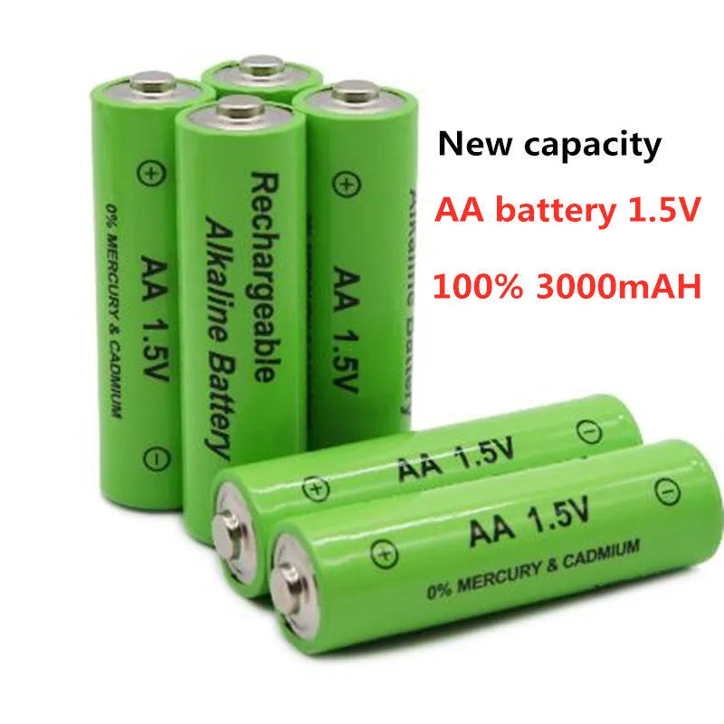 Industrial grade rechargeable AA alkaline battery with 3000mAh capacity.
