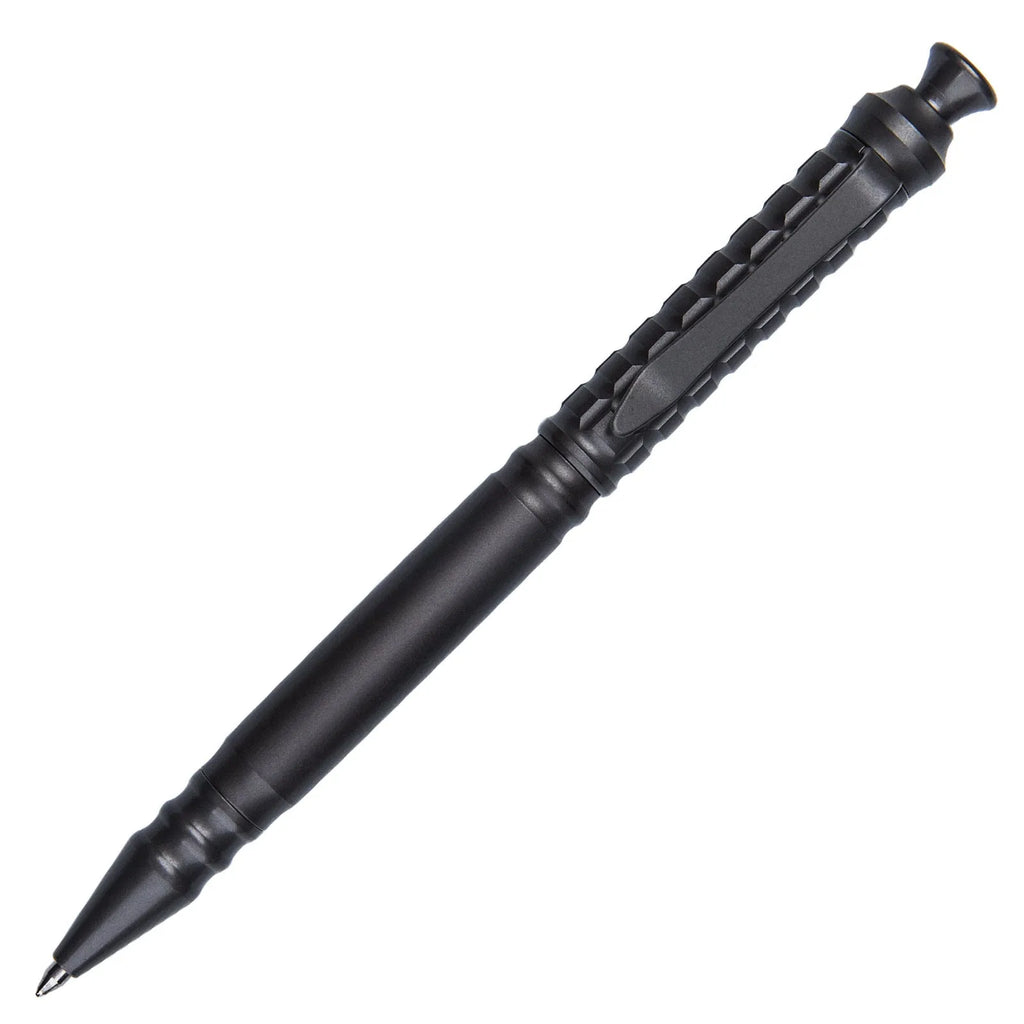 Gunmetal grey titanium alloy tactical push-action pen with 0.5mm nib