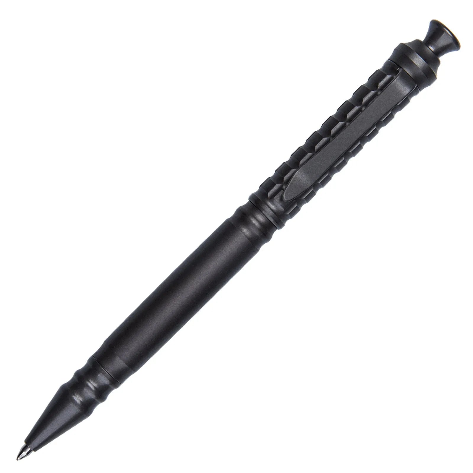 Gunmetal grey titanium alloy tactical push-action pen with 0.5mm nib