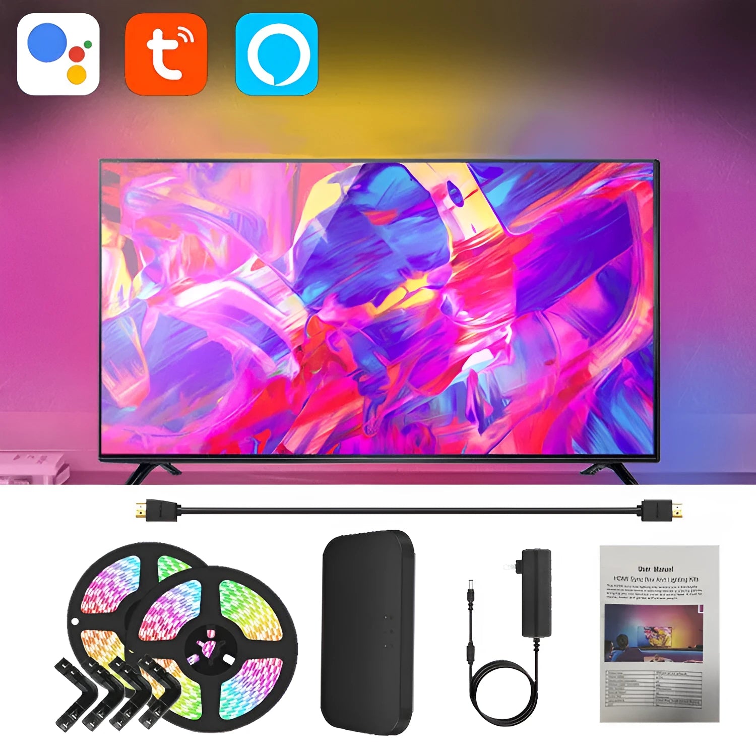 TV sync ambience light streamer with colourful graffiti effects and smart app control for television background lighting