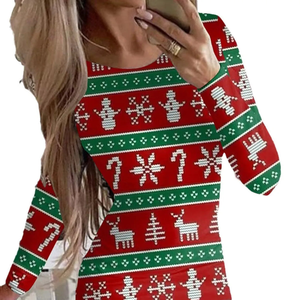 Women's animal print long sleeve dress in floral colour with round neck and mid waist design