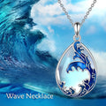Moonstone blue heart-shaped alloy pendant on a women's necklace.