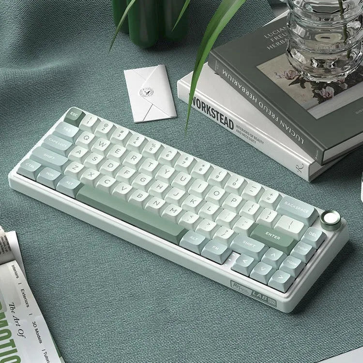 White wireless mechanical keyboard with RGB backlighting showing multiple colour illumination modes