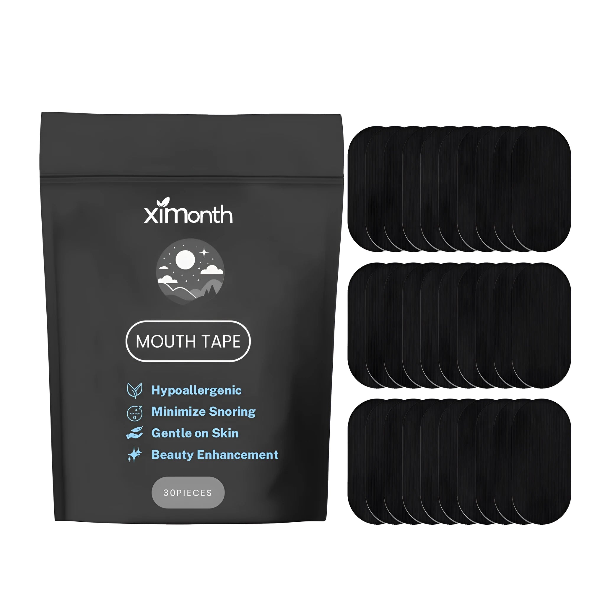 Anti-snoring mouth adhesive tape strips with natural ingredients including vitamin E and lavender