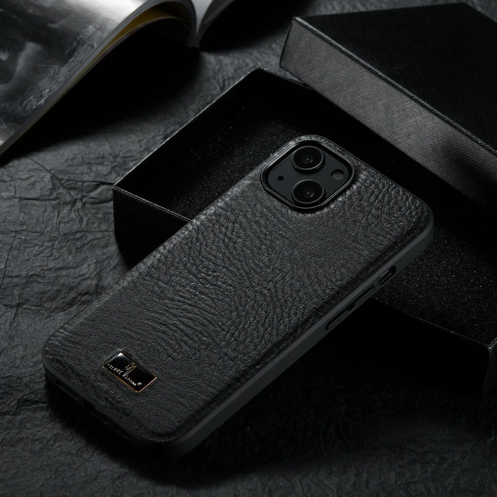 PU leather all-inclusive Samsung phone case in beef tendon black with simple solid colour business style