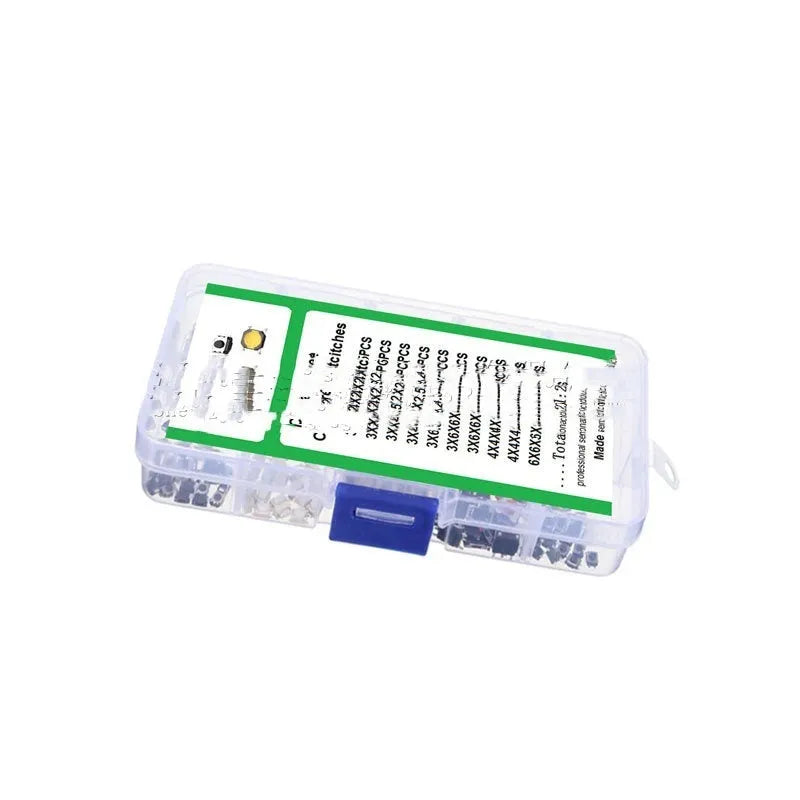 250-piece box of surface mount tactile switch buttons for PCB electronics assembly