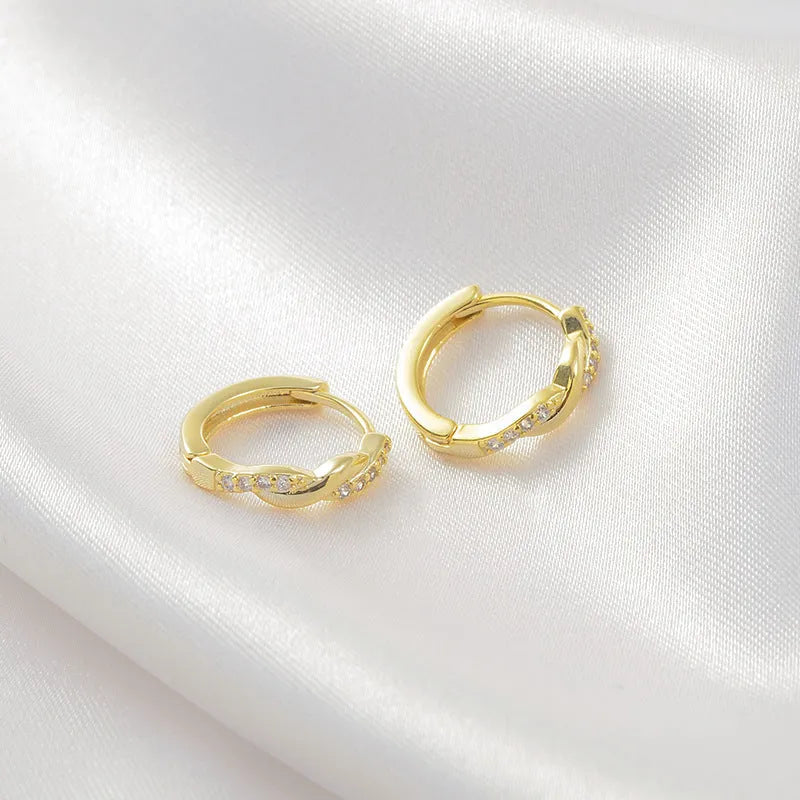 Geometric hemp rope earclip earrings in gold and silver metallic finishes