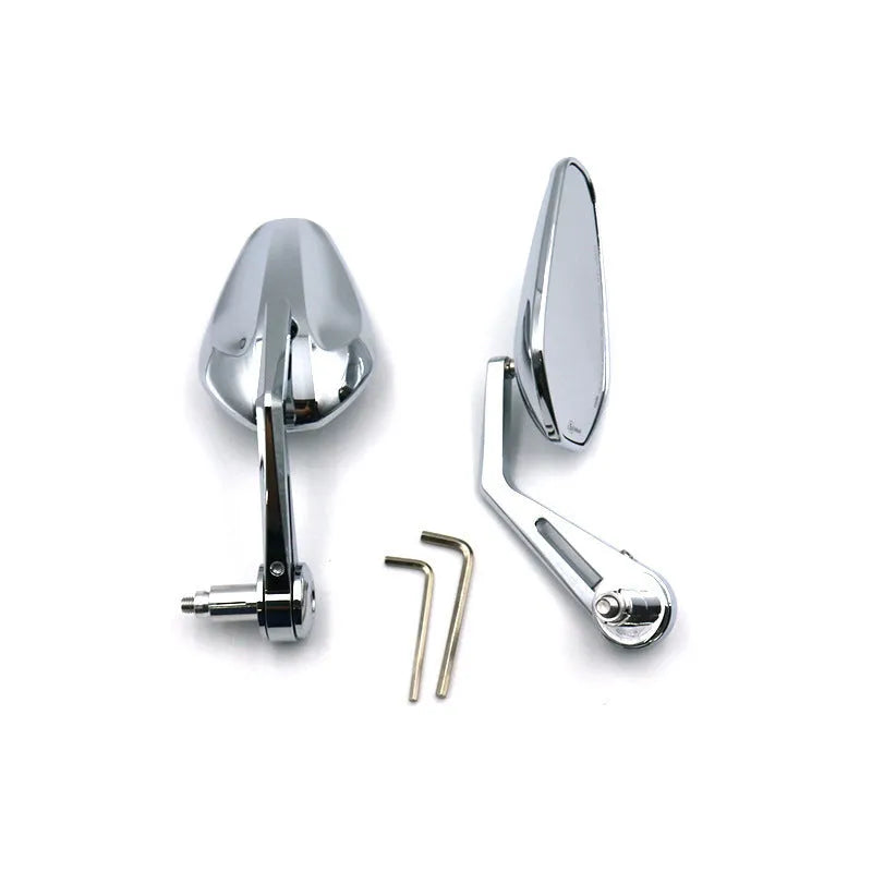 Pair of aluminium alloy motorcycle handle mirrors with retro head design in black electroplating finish