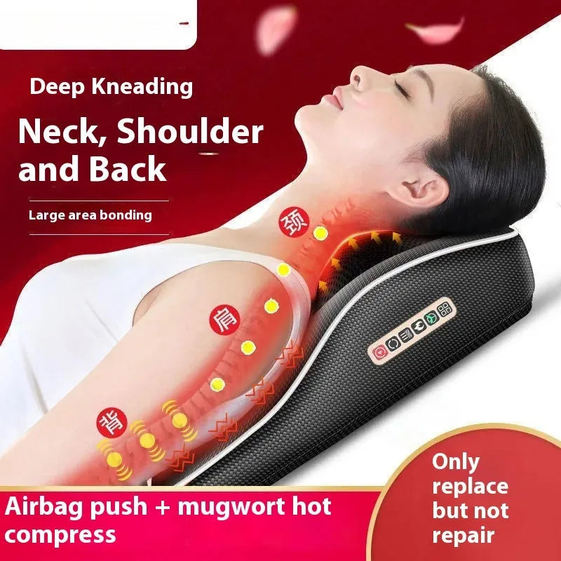 Intelligent multifunctional massage pillow with remote control, hot compress, Argy wormwood and vibration options