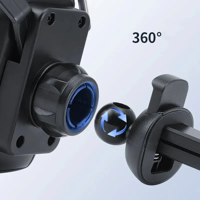 Racing seat shaped 360 degree rotatable car air vent phone holder with gold tape colour option
