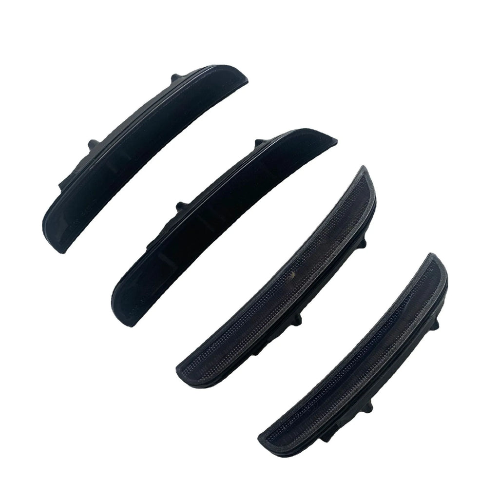 Dodge Challenger 2015-2020 replacement side turn signal light set showing front yellow and rear red units.