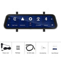 9.66-inch black touchscreen car dash cam recorder mounted on a car windscreen.