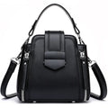 Soft PU leather square vertical small handbag in multiple colours with sewn seam detailing