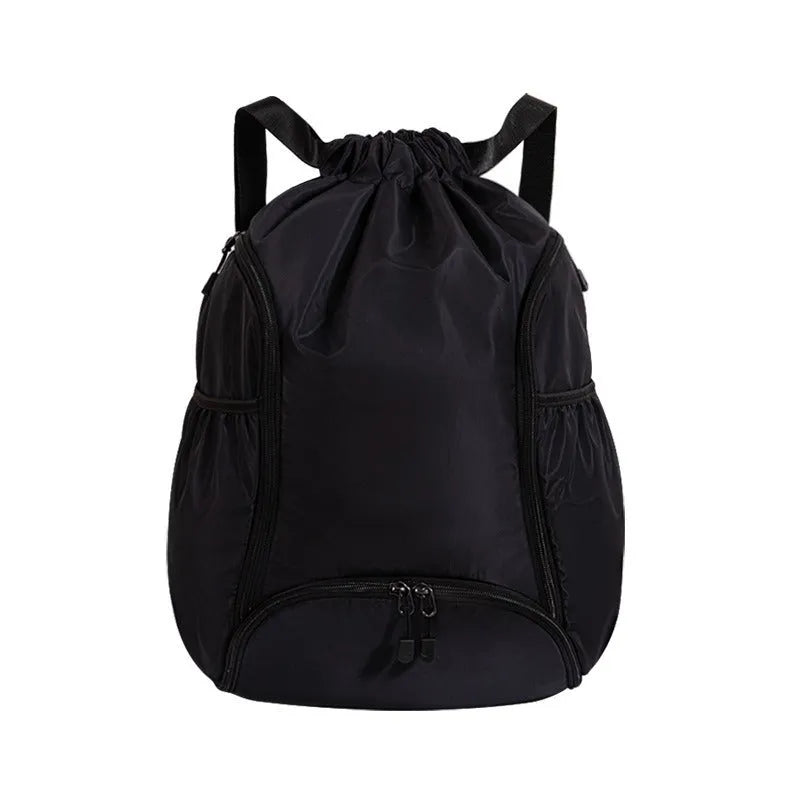 Large cube-style sports backpack in five colour options with drawstring closure and storage compartments