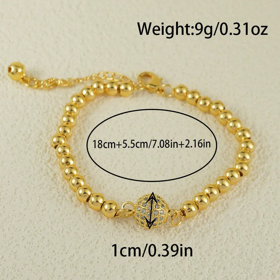 Arabic style women's copper bracelet with heart-shaped pendant featuring single zircon stone