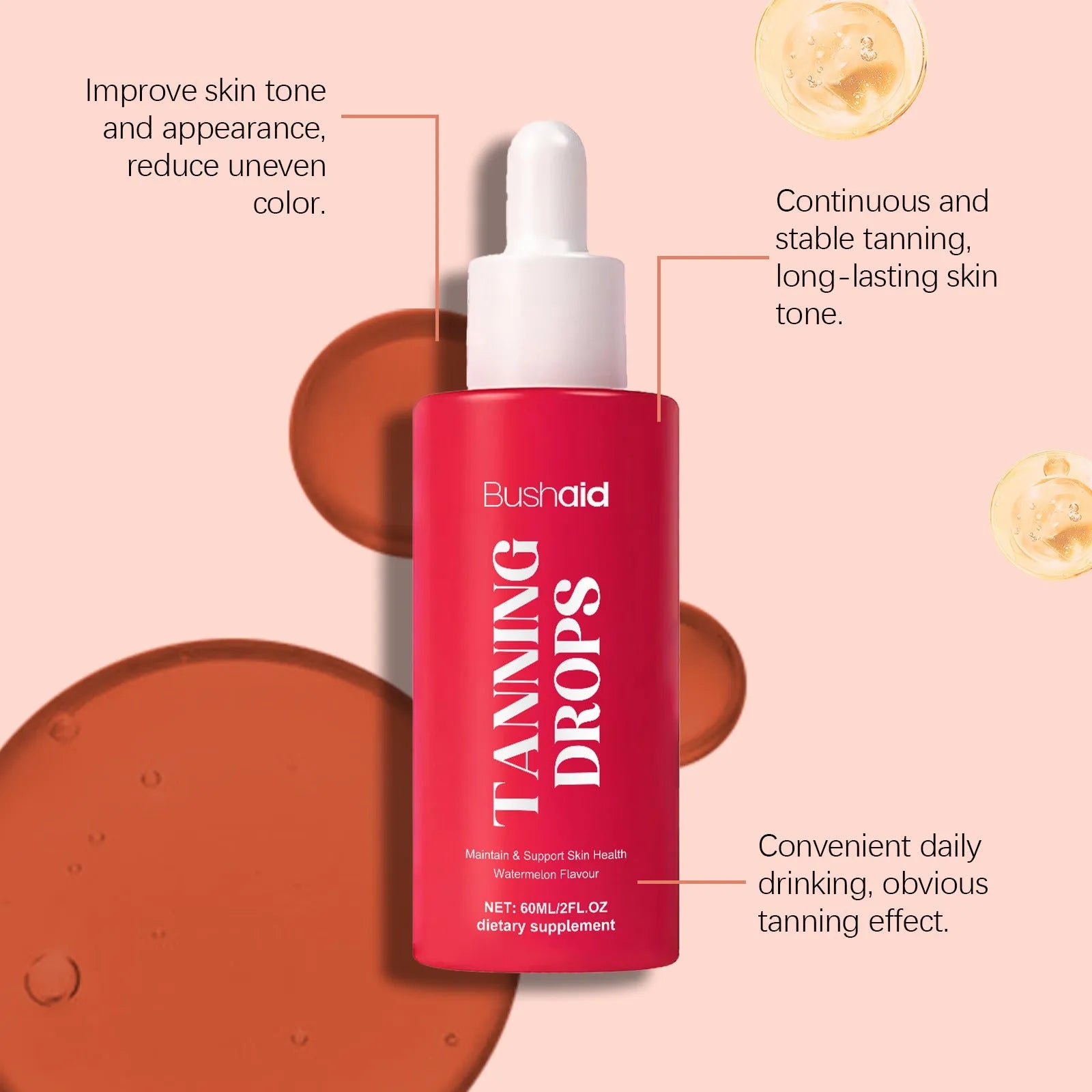 60ml bottle of natural beauty black serum droplets with droplet applicator
