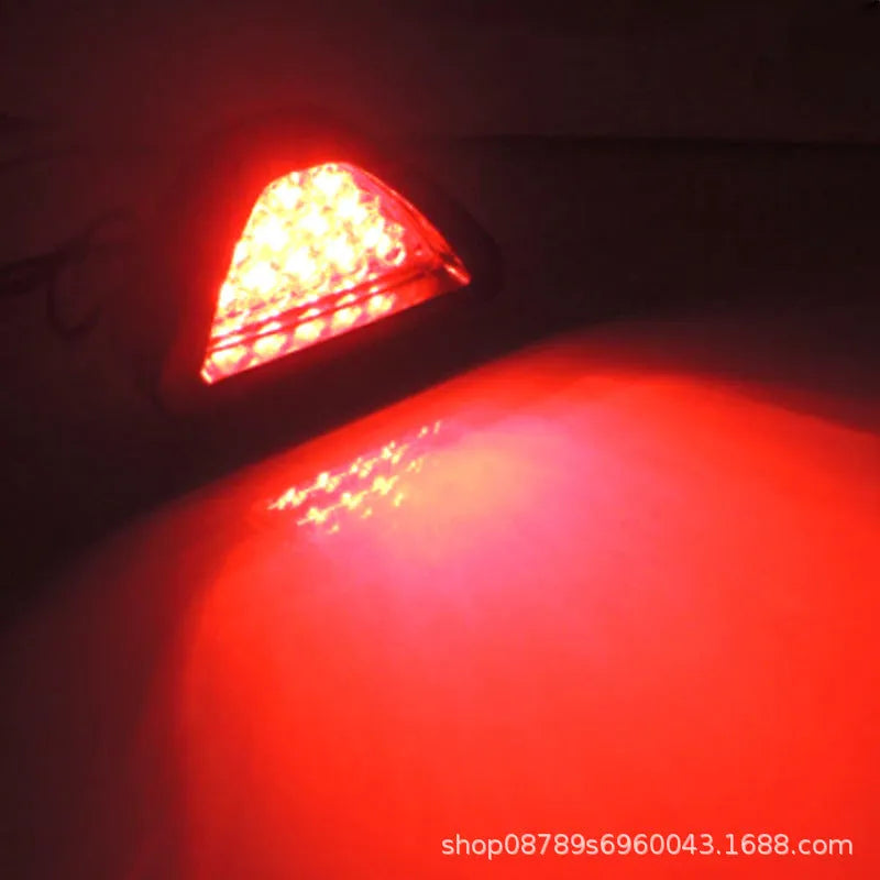 Universal LED triangle brake warning light for vehicles with colour options