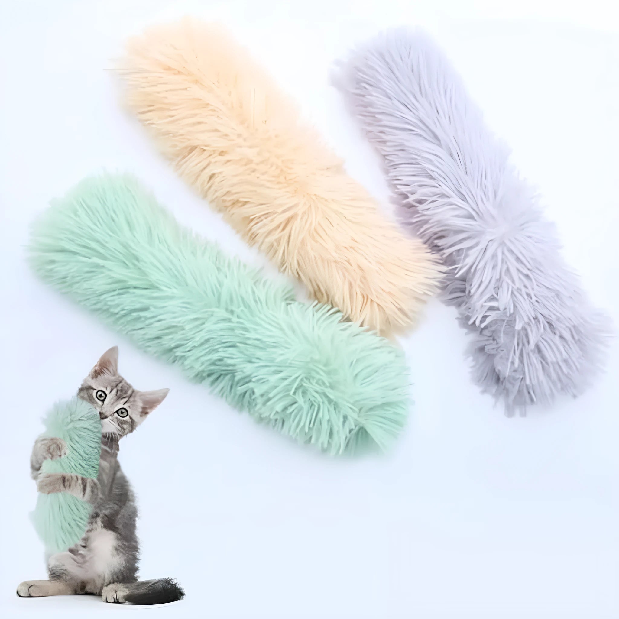 Soft plush cat toy pillows in multiple colours with natural catnip filling