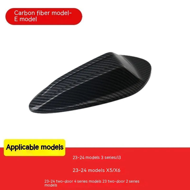 BMW shark fin antenna cover in carbon fibre pattern and piano black finish options.
