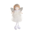 Cartoon angel cloth hair clip pendant for Christmas, shown on a high ponytail.