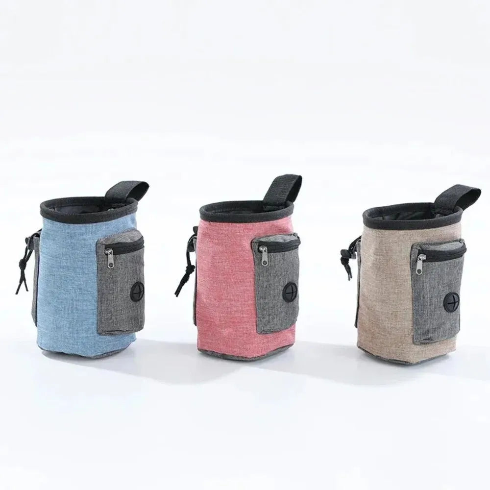 Adjustable pet waist bag in blue with waterproof cloth and plastic side clip
