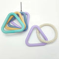 Triangle TPR and cotton rope dog tug-of-war toy with 13.5cm side length in violet colour