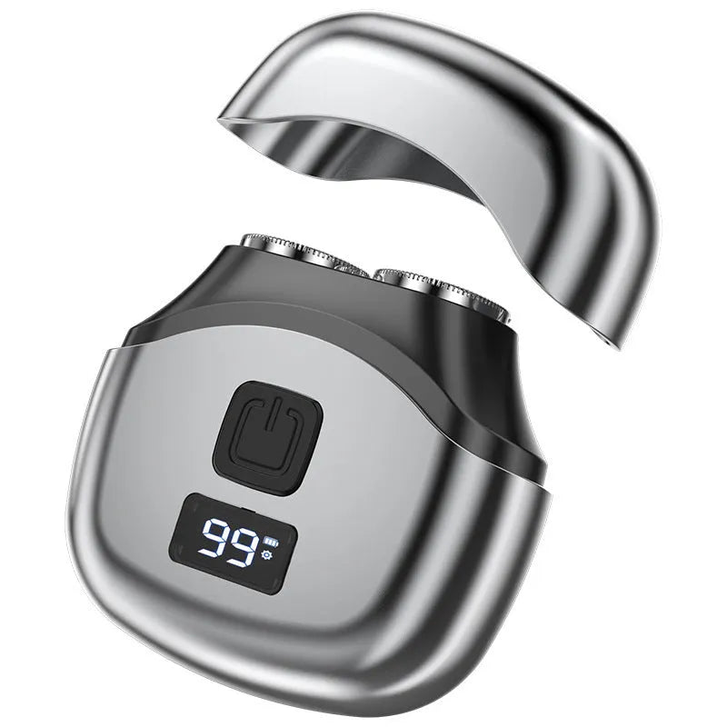 Mini double-headed rechargeable electric shaver in black or silver with data cable and colour box