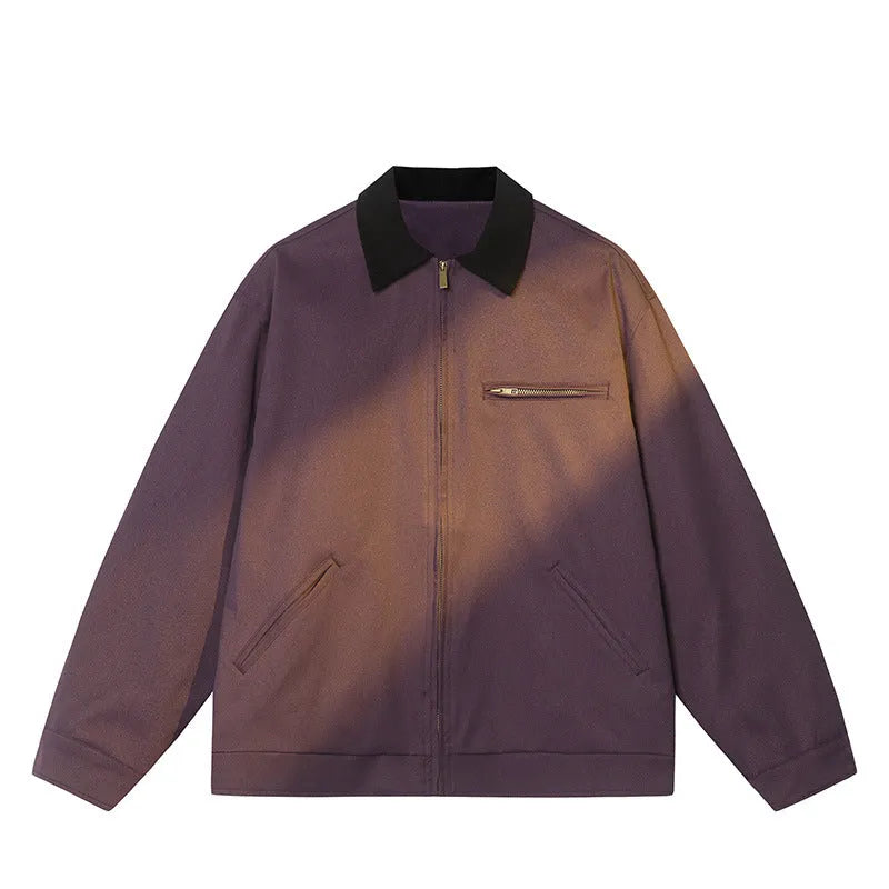 Men's loose fit long-sleeve lapel spring jacket in polyester, available in multiple colours and sizes S-4XL
