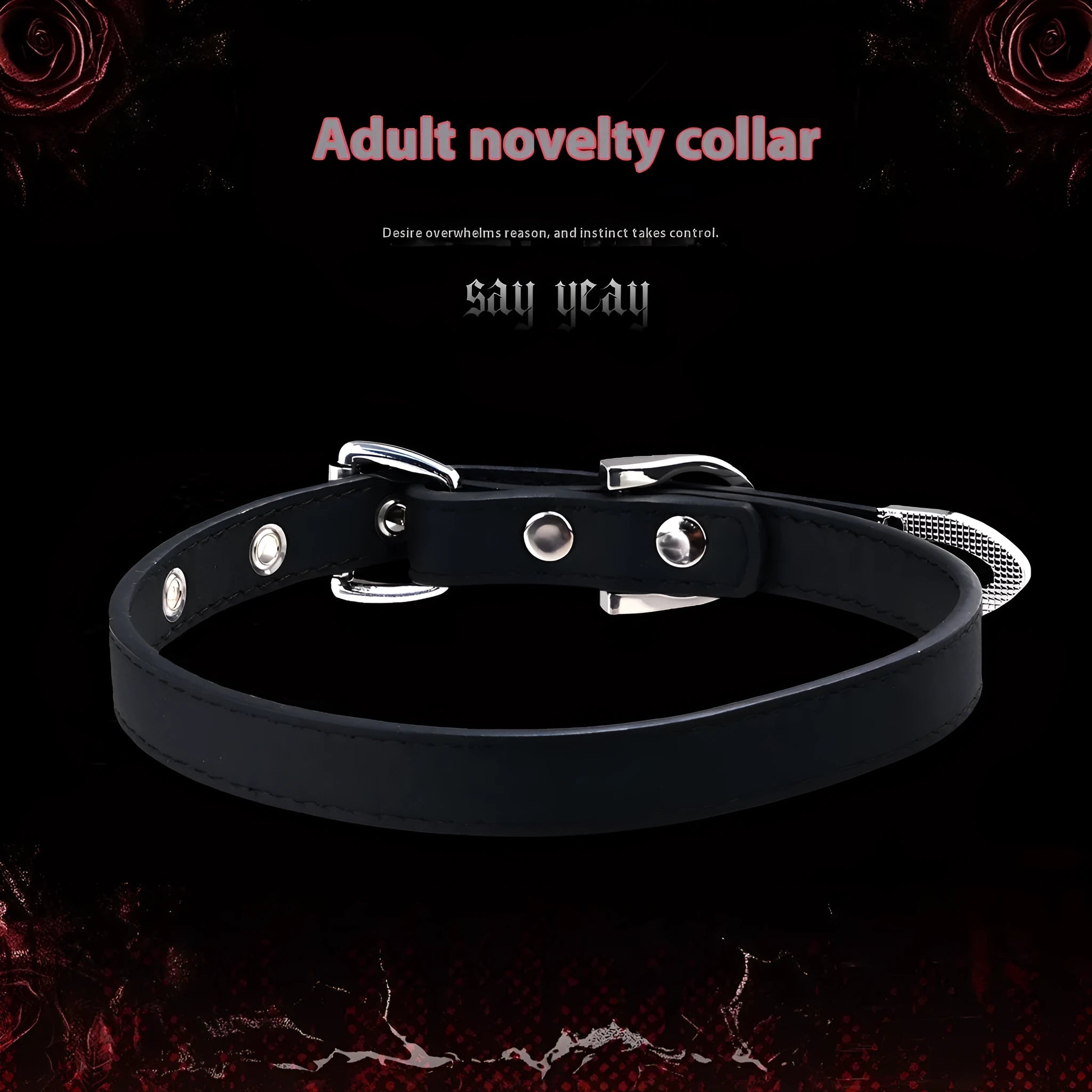 Black genuine cowhide handmade collar with geometric design and alloy pendant