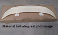 Universal car punch-free tail wing spoiler in ABS plastic, showing bright black, bright white, and carbon pattern finish options.