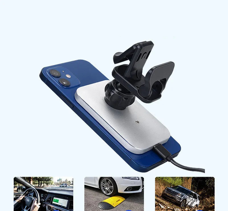 Black magnetic wireless charging car phone holder for Apple iPhone 12 with 15W power
