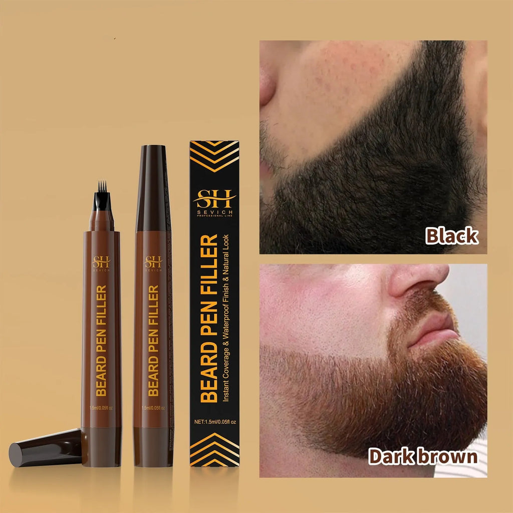 Men's sweatproof waterproof eyebrow pencil for beard and hairline coverage in black or dark brown colour options