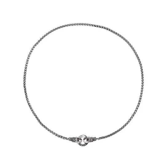 S925 sterling silver clavicle necklace for women with silver finish showing chain and pendant