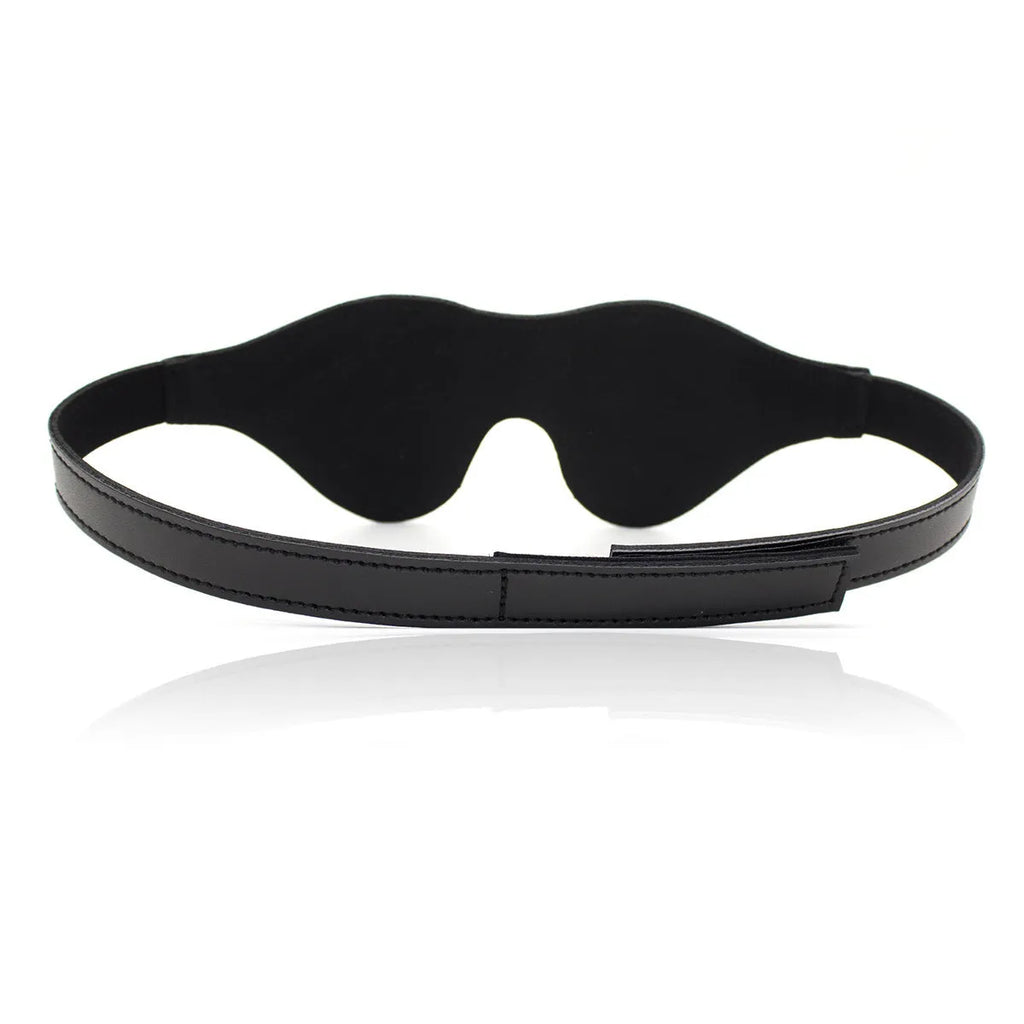 Women's leather eye mask with Velcro fastening in multiple colour options for adult couple play