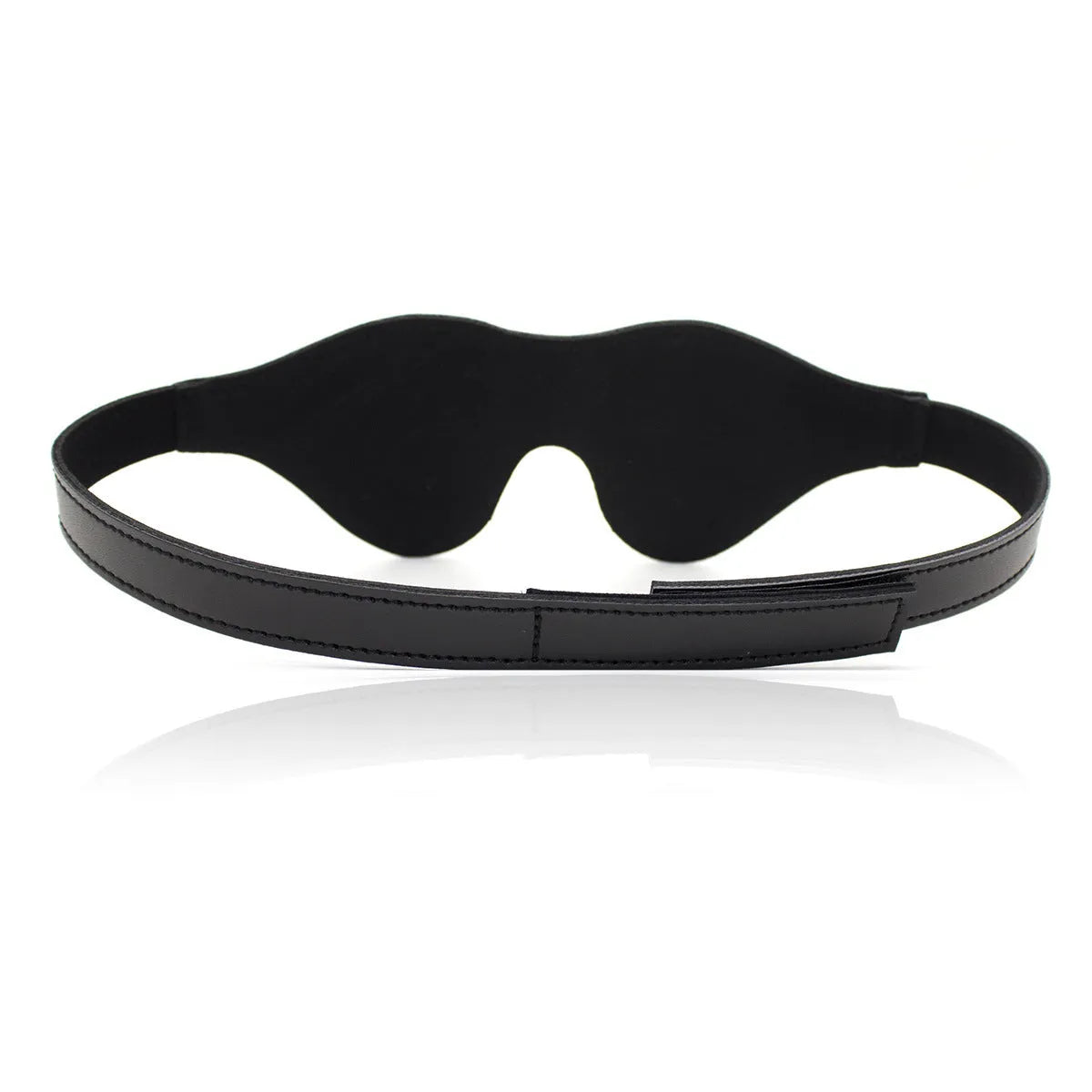Women's leather eye mask with Velcro fastening in multiple colour options for adult couple play