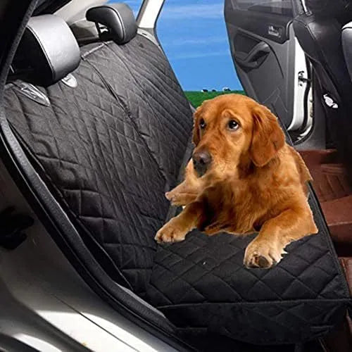 Black waterproof cloth dog car mat for rear seat or boot, dual-use pet pad for dogs