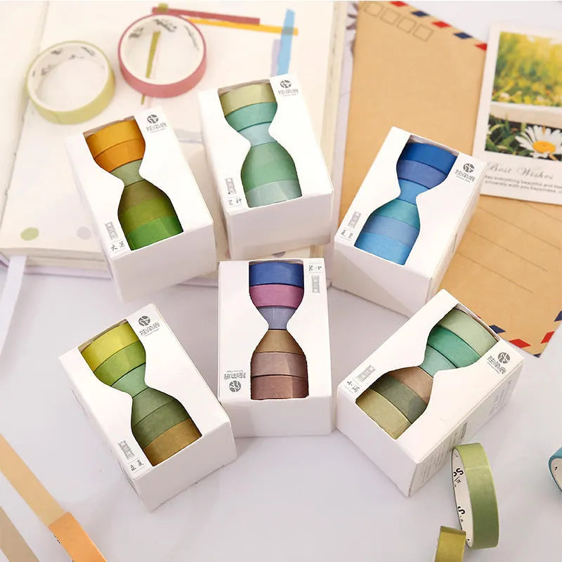 Six rolls of solid colour ledger tape with solar term labels for album decoration