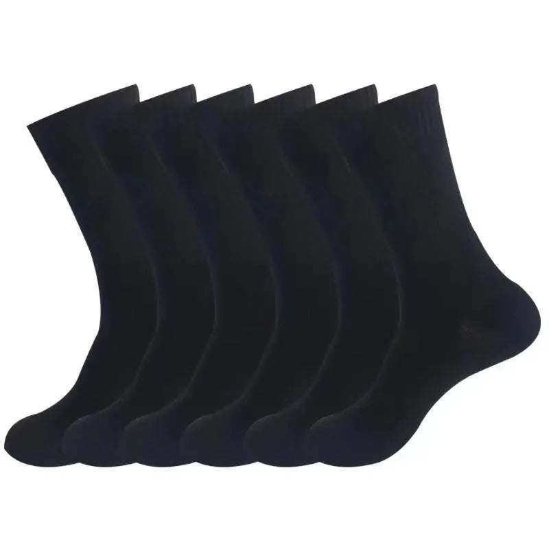 Mid-calf length sports sock in polyester cotton fabric, shown in black colour.